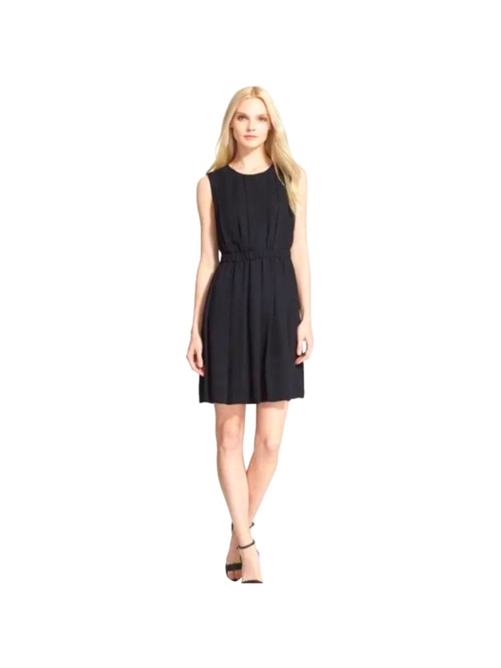 kate spade Black Sleeveless Gathered-Waist Mini Dress